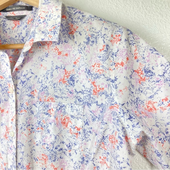 Eddie Bauer Floral Button Down Shirt medium Wrinkle Free Shaped Fit cotton - Picture 5 of 14